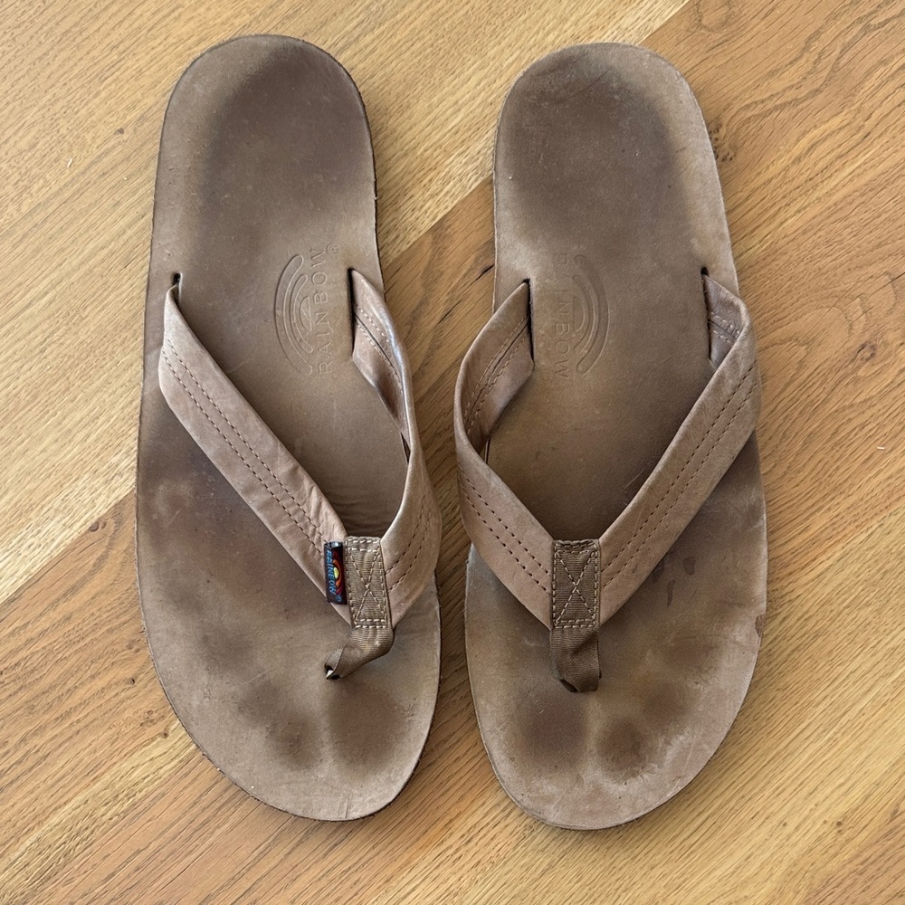 Rainbow Brown Flip Flops